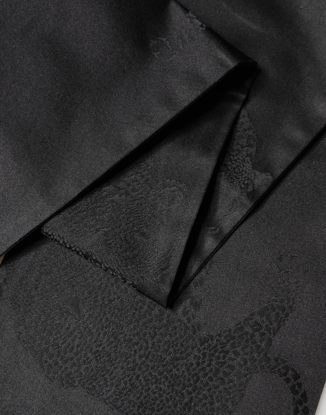 Dolce & Gabbana Black Satin Silk Fringes Neck Foulard Scarf