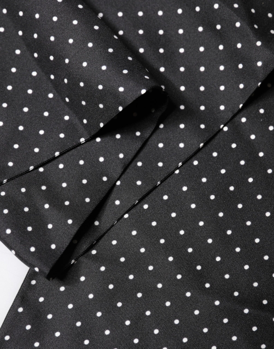 Dolce & Gabbana Black Polka Dot Fringes Silk Foulard 139cm x 14.5cm Scarf