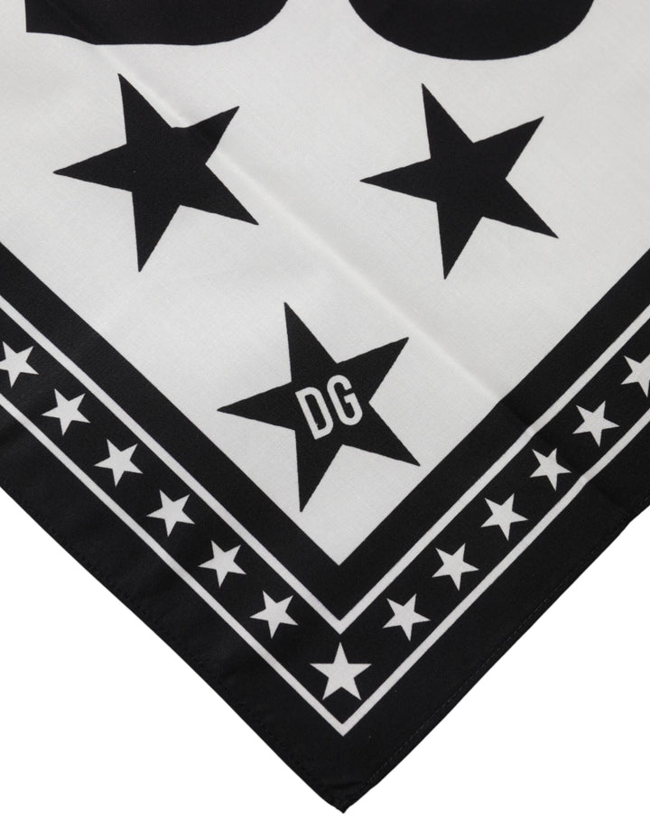 Dolce & Gabbana White DG Crown Print Square Foulard 52cm x 50.5cm Scarf