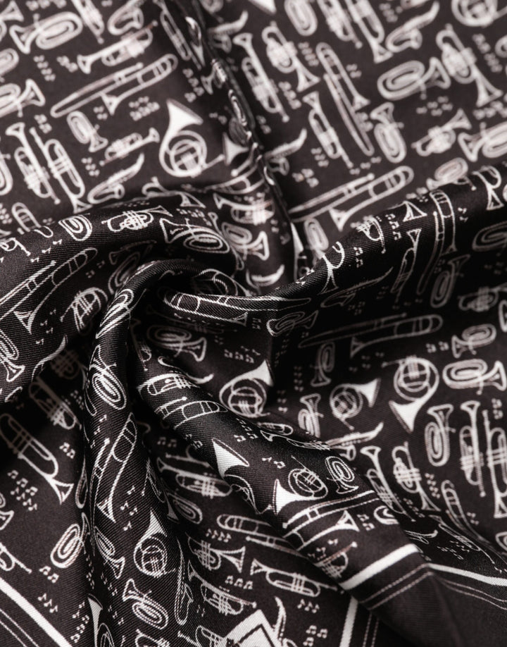 Dolce & Gabbana Brown Jazz Club Square Handkerchief Men 32cm x 31cm Scarf