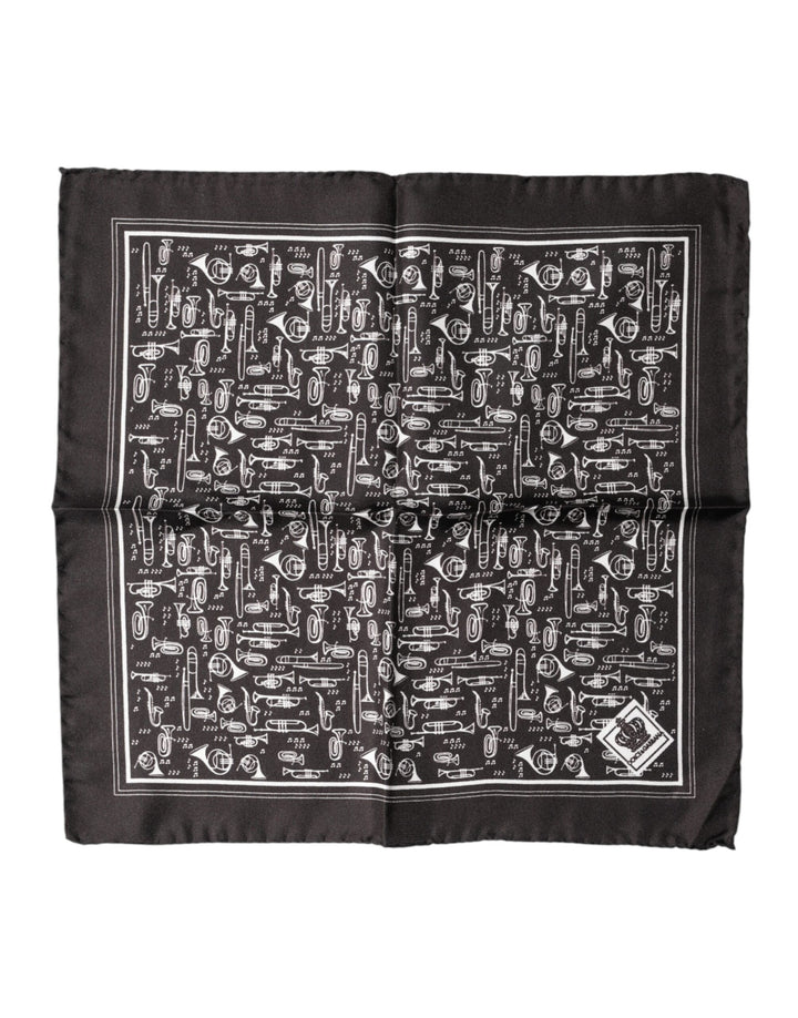 Dolce & Gabbana Brown Jazz Club Square Handkerchief Men 32cm x 31cm Scarf