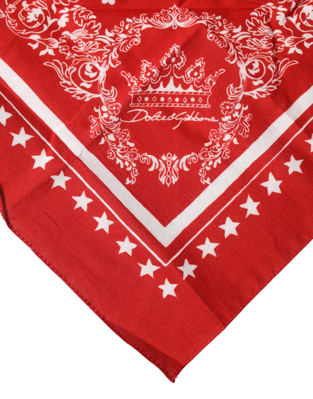 Dolce & Gabbana Red DG Sacred Heart Cotton Foulard 51cm x 49cm  Scarf