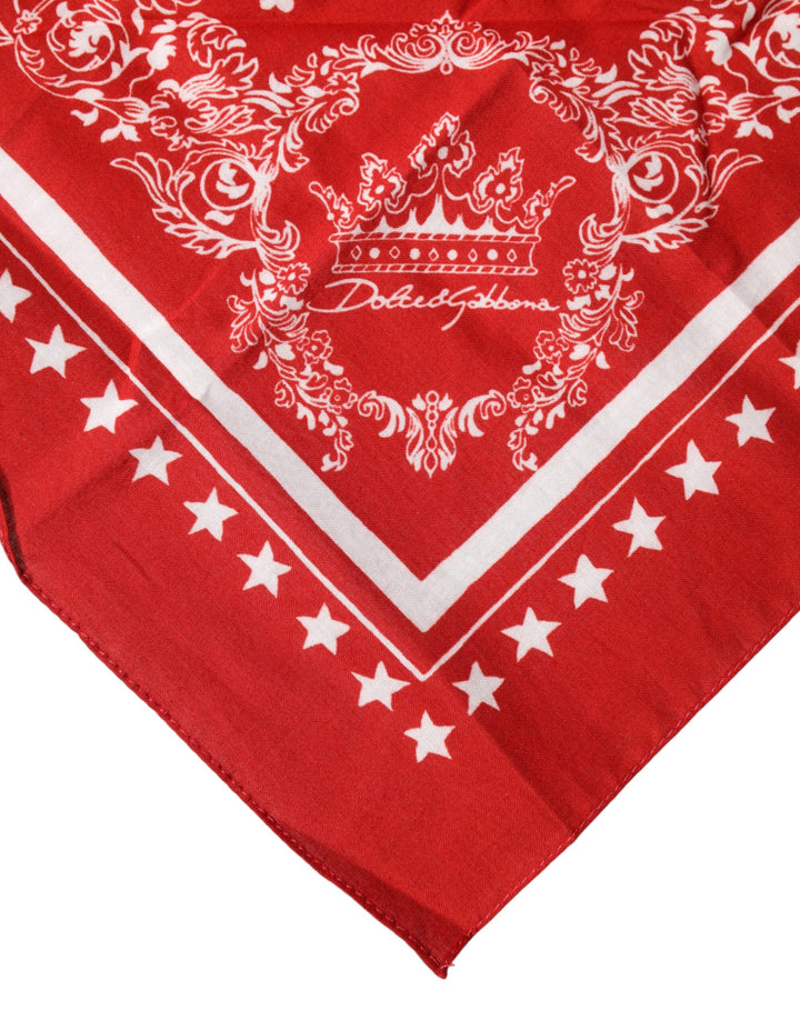 Dolce & Gabbana Red DG Sacred Heart Cotton Foulard 51cm x 49cm  Scarf