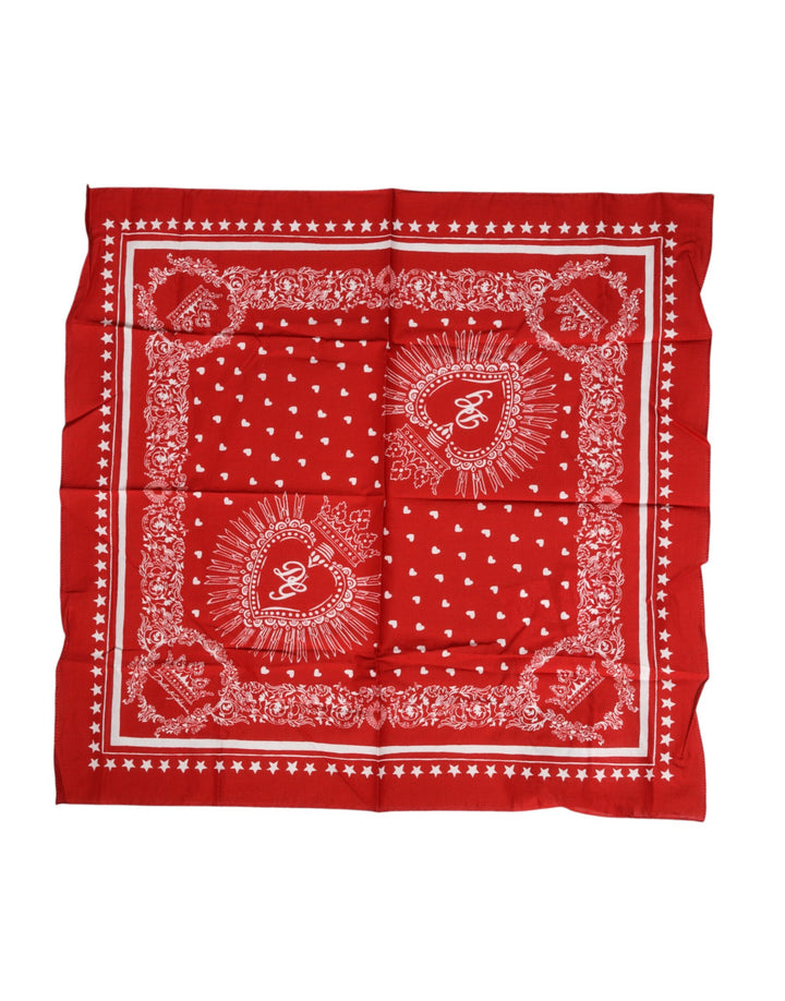 Dolce & Gabbana Red DG Sacred Heart Cotton Foulard 51cm x 49cm  Scarf