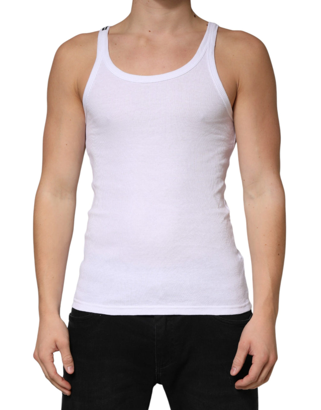 Dolce & Gabbana White Sleeveless Round Neck Tank Top T-shirt
