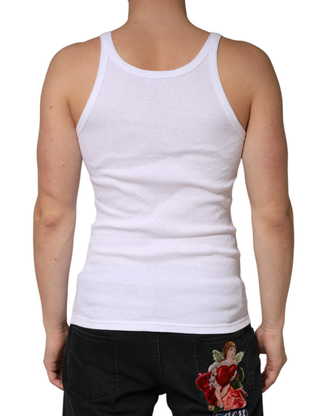 Dolce & Gabbana White Sleeveless Round Neck Tank Top T-shirt