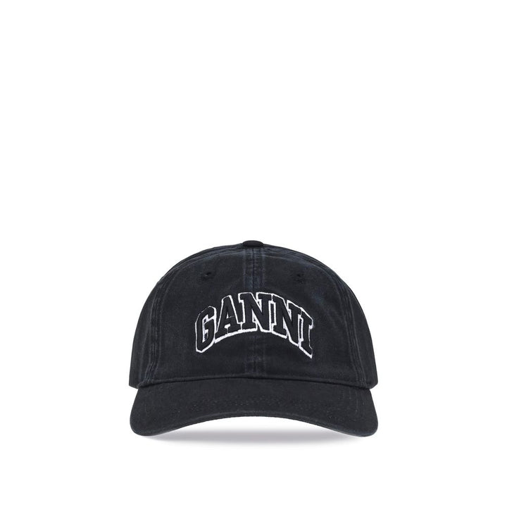 Ganni Black Cotton Cap (Baseball Hat)