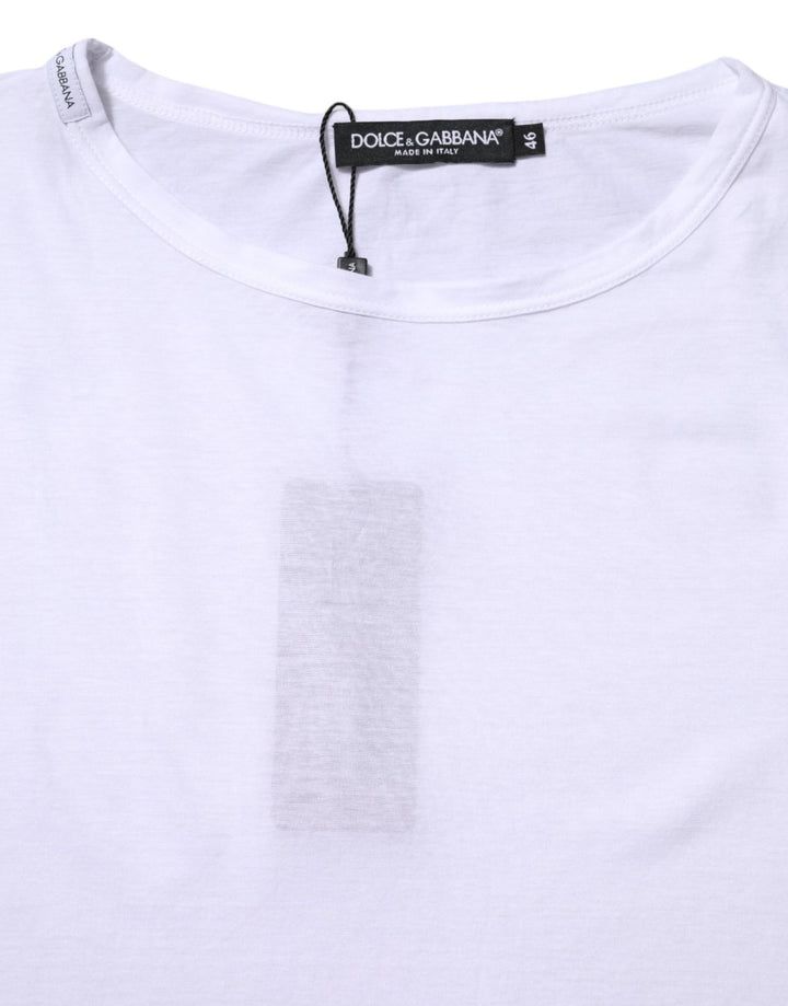 Dolce & Gabbana White Cotton Crew Neck Short Sleeves T-shirt