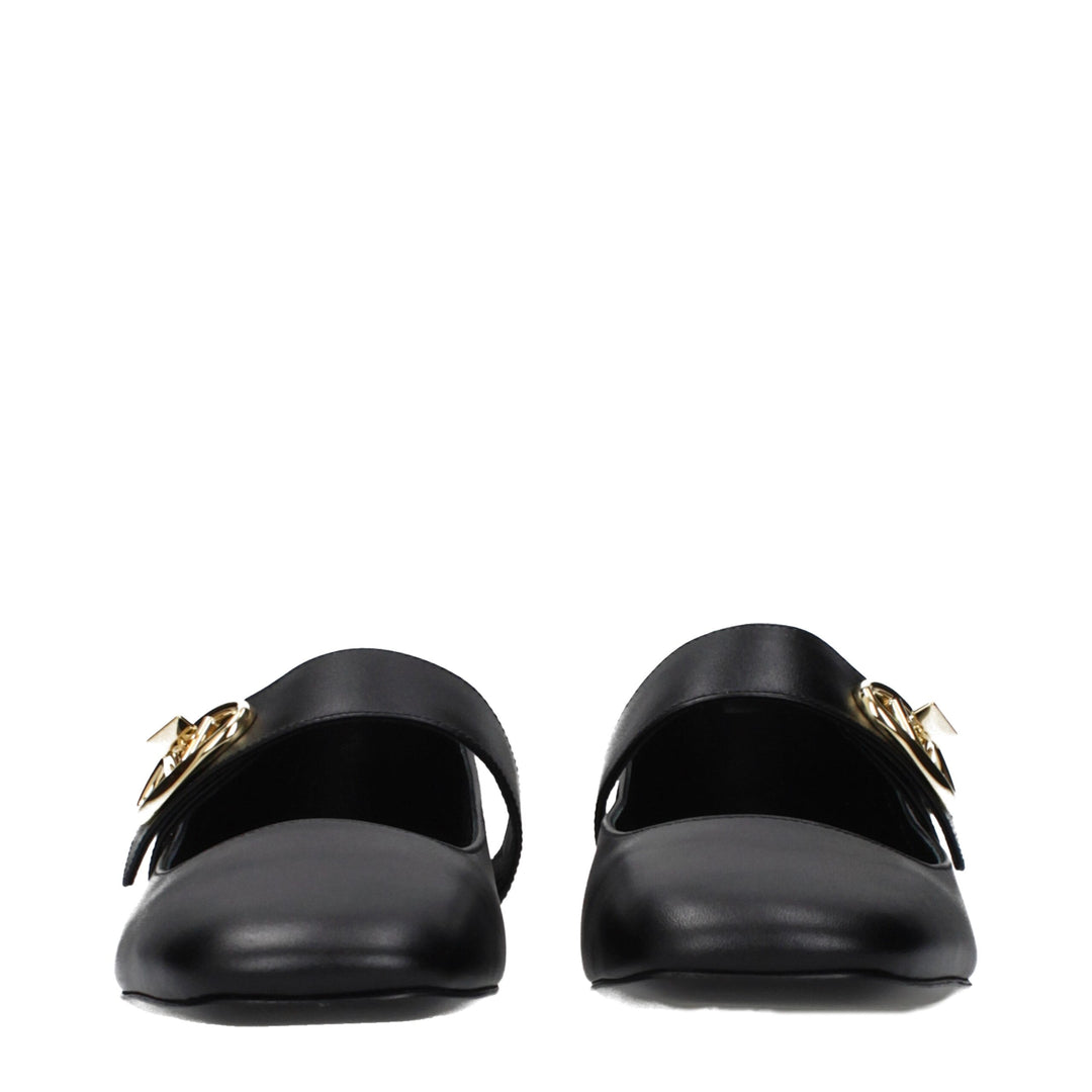 Valentino Garavani Black Leather Ballet Flats