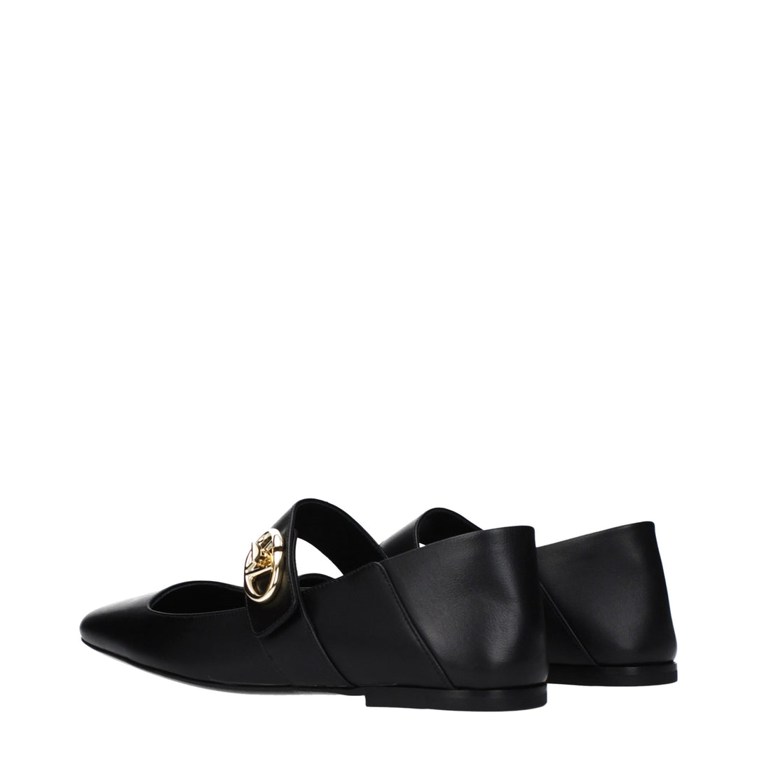 Valentino Garavani Black Leather Ballet Flats