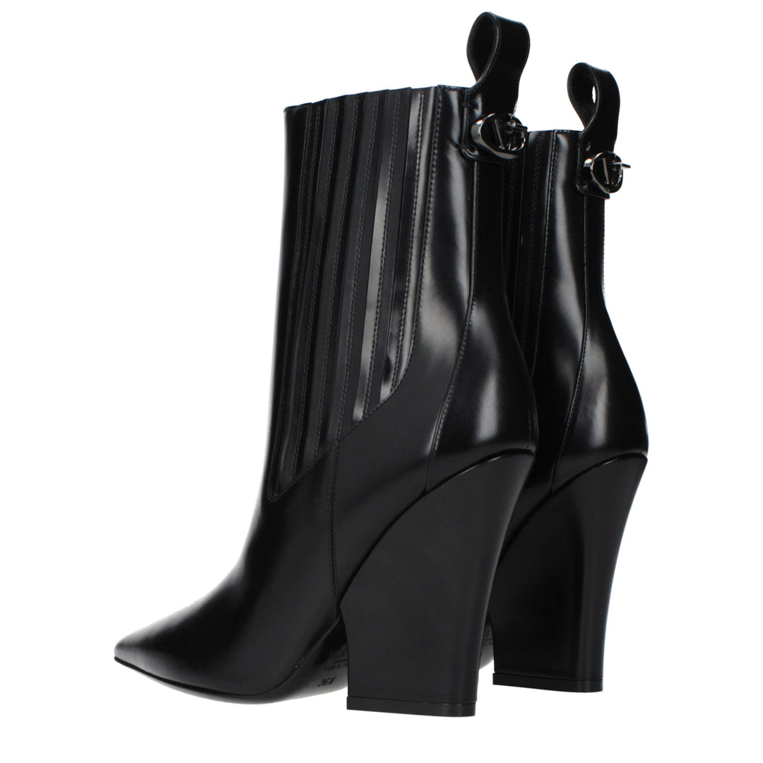 Valentino Garavani Black Leather Ankle Boots