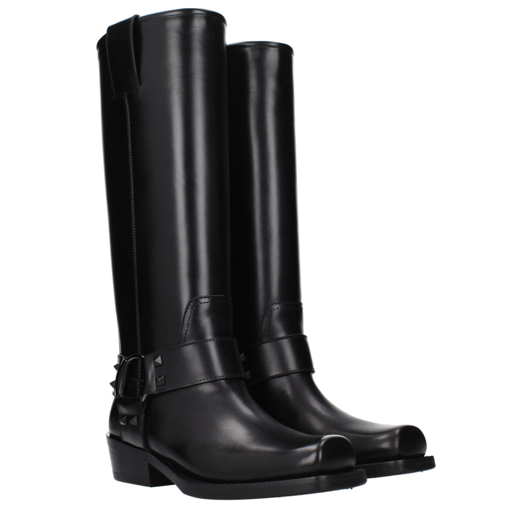 Valentino Garavani Black Leather Boots
