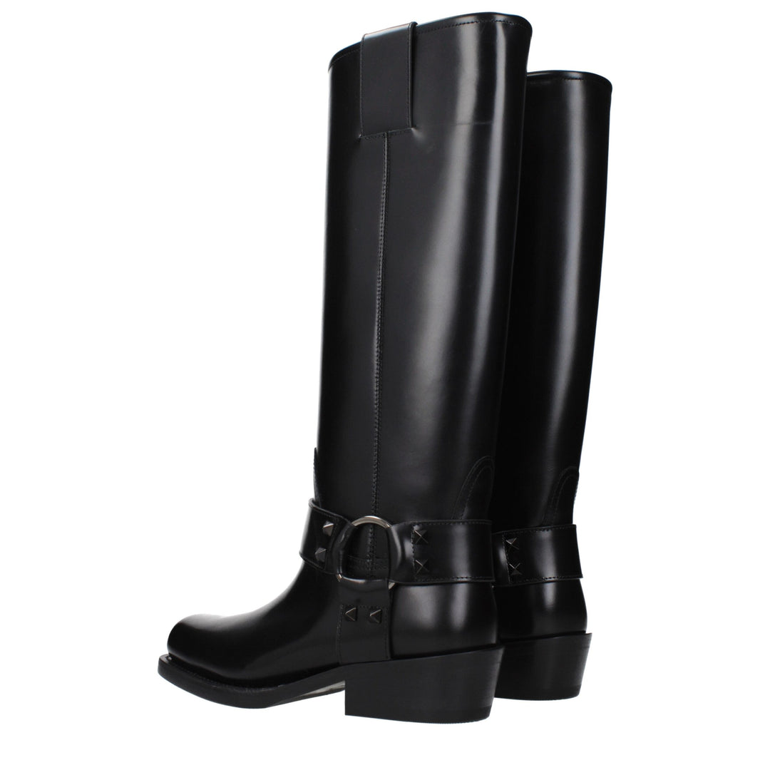 Valentino Garavani Black Leather Boots