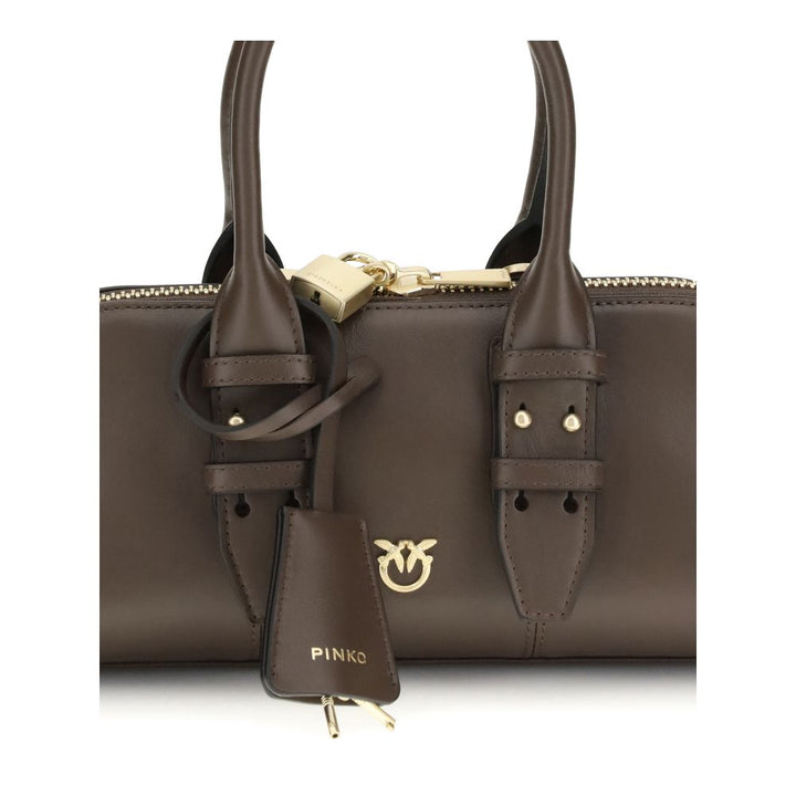 PINKO Brown Calf Leather Bos Taurus Handbag