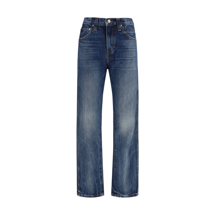 Khaite Blue Cotton High-Waisted Jean