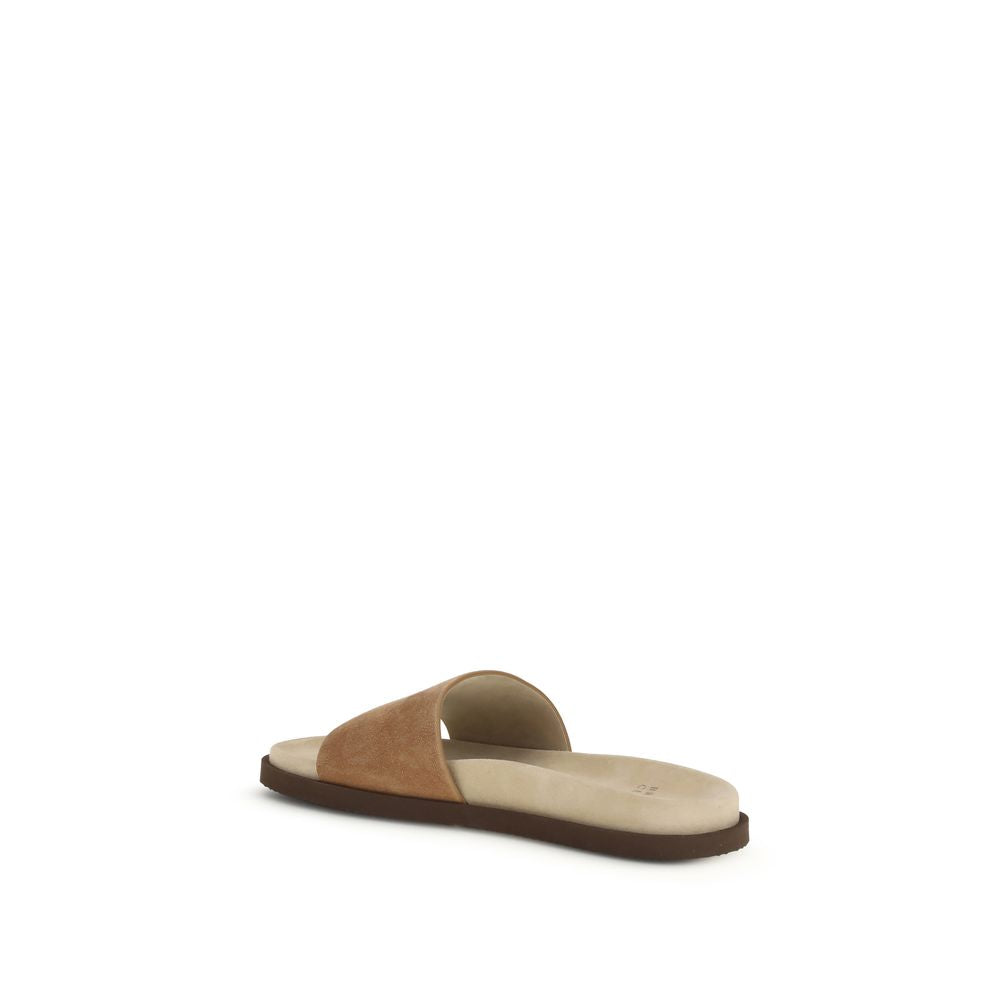 Brunello Cucinelli Black Lamb Ovis Aries Aries Flat Sandals