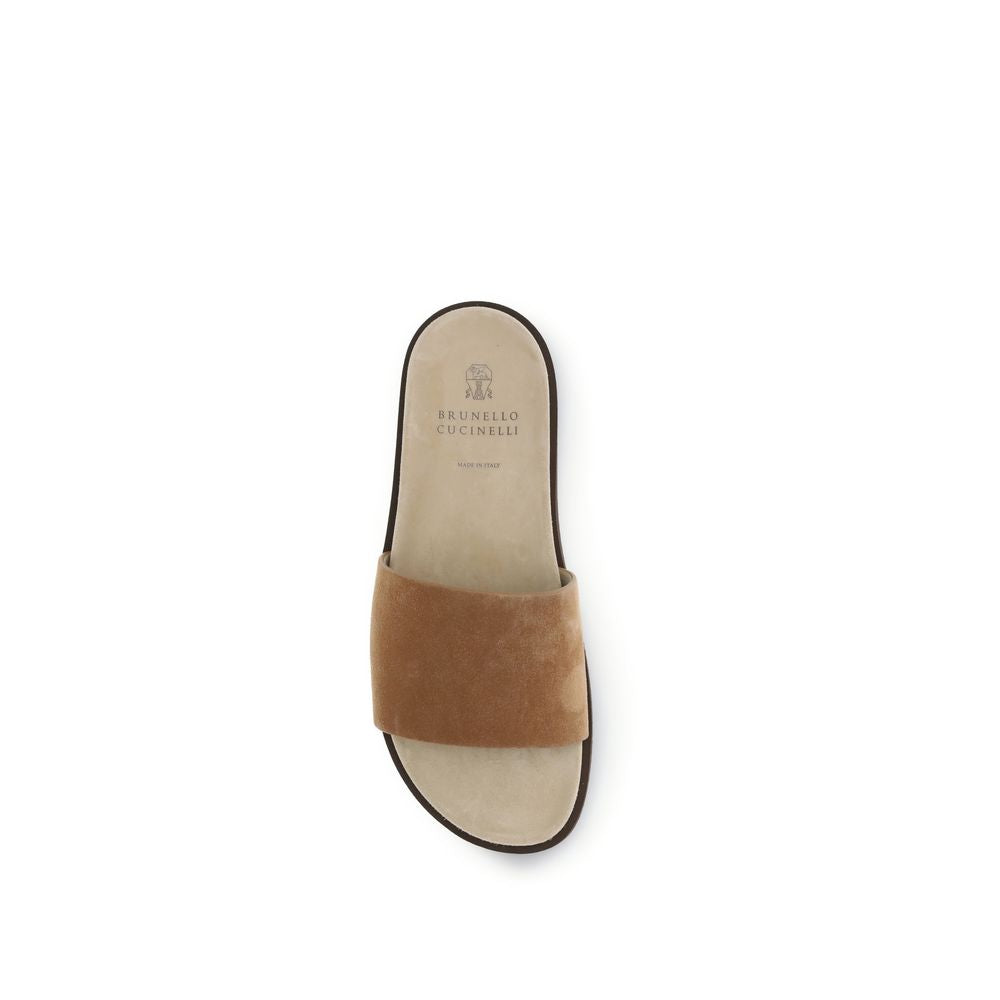 Brunello Cucinelli Black Lamb Ovis Aries Aries Flat Sandals