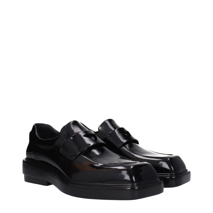 Prada Black Leather Slip-On Loafers