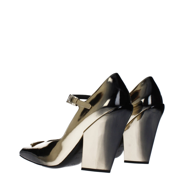 Prada Gold Leather High Heel Pumps