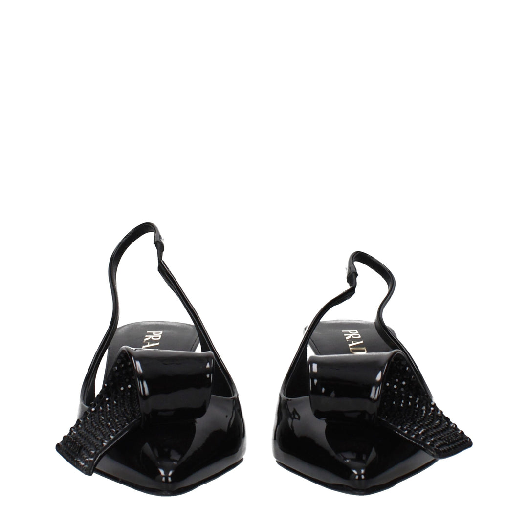 Prada Black Leather Stiletto Heel Sandals