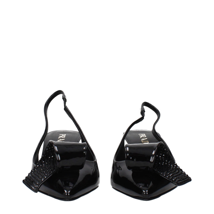 Prada Black Leather Stiletto Heel Sandals