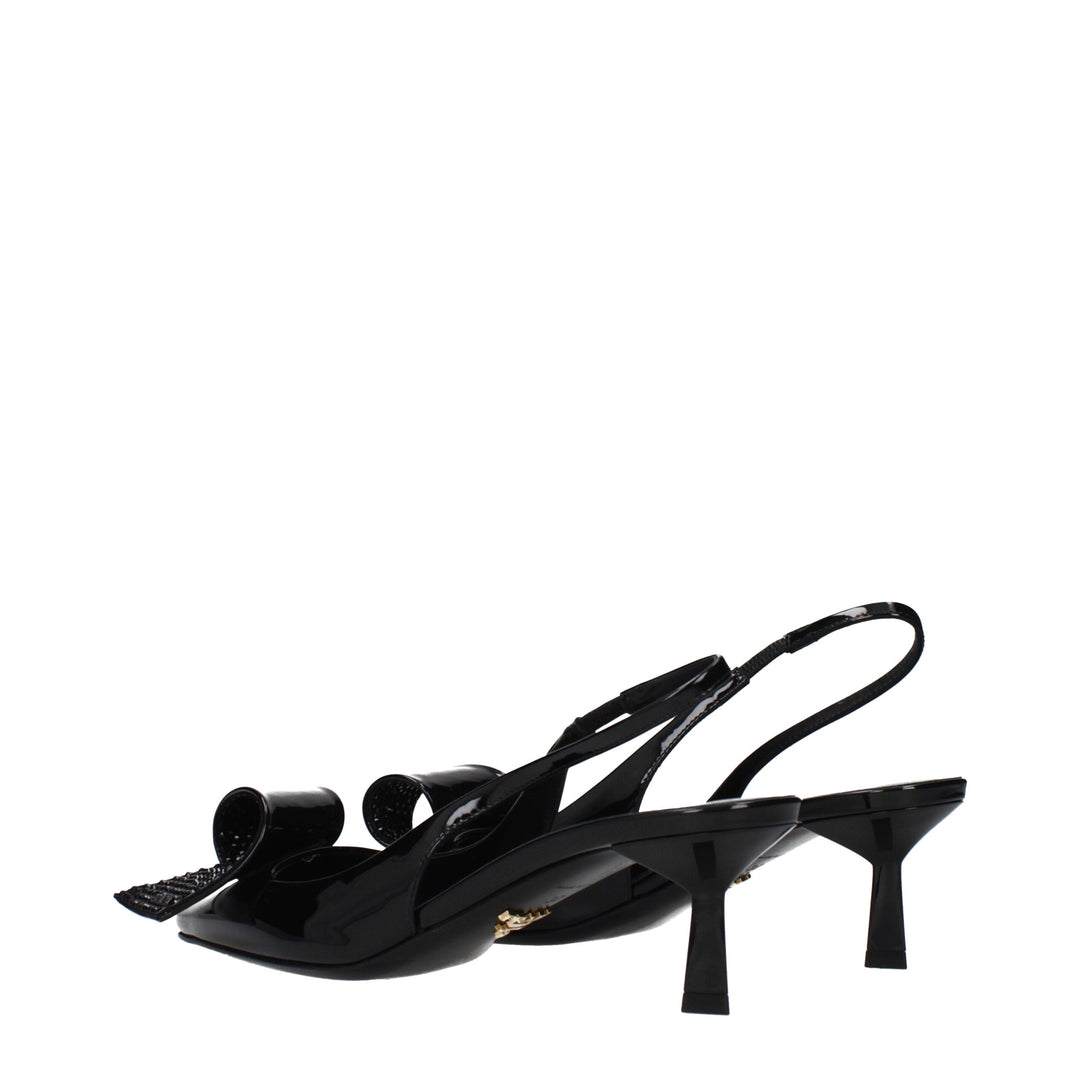 Prada Black Leather Stiletto Heel Sandals