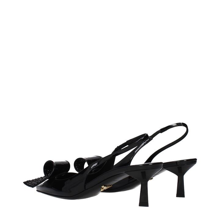 Prada Black Leather Stiletto Heel Sandals