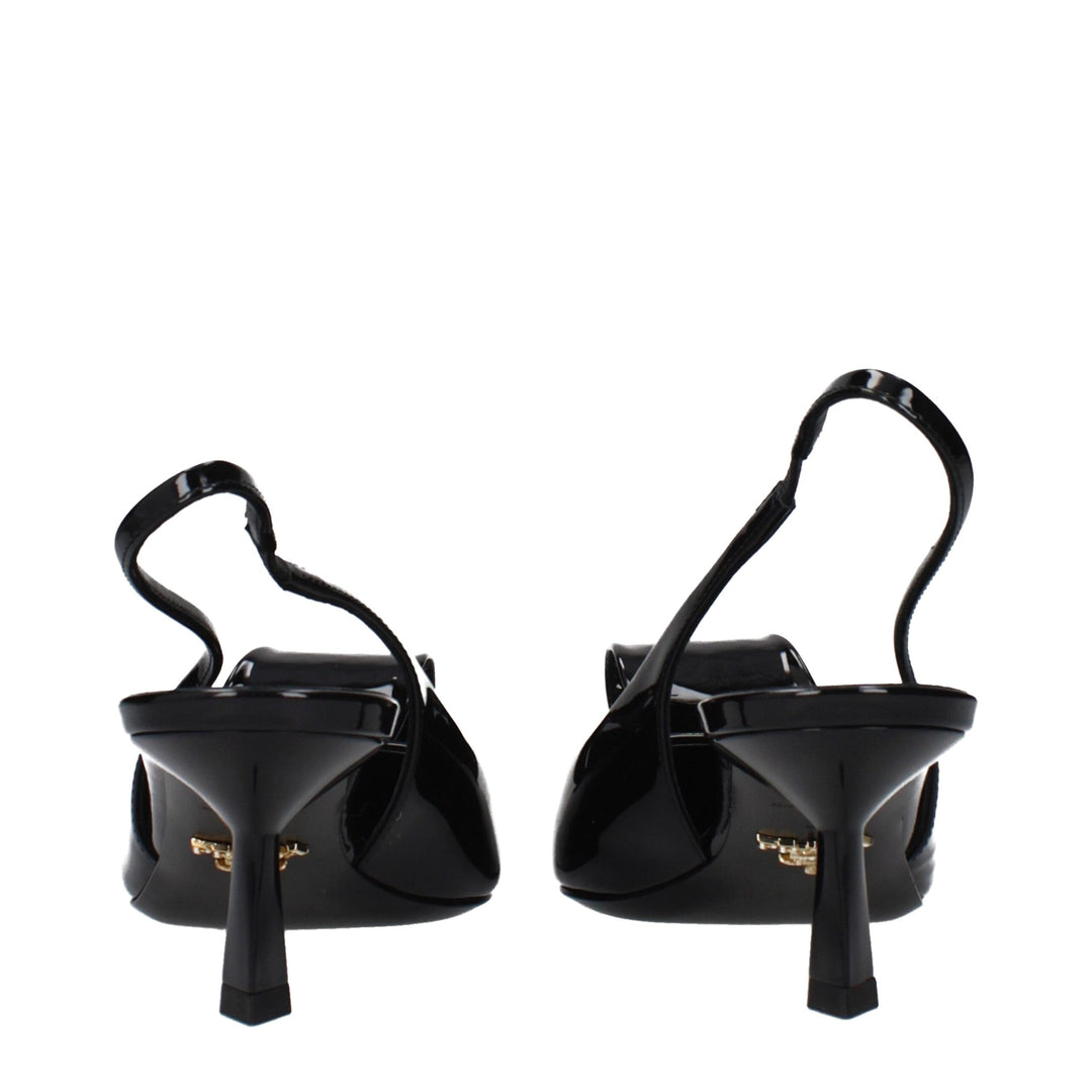 Prada Black Leather Stiletto Heel Sandals