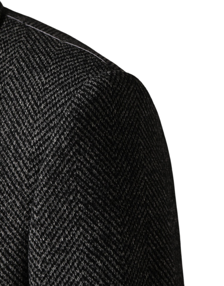 Dolce & Gabbana Gray Wool Blend Long Trench Coat Men Jacket