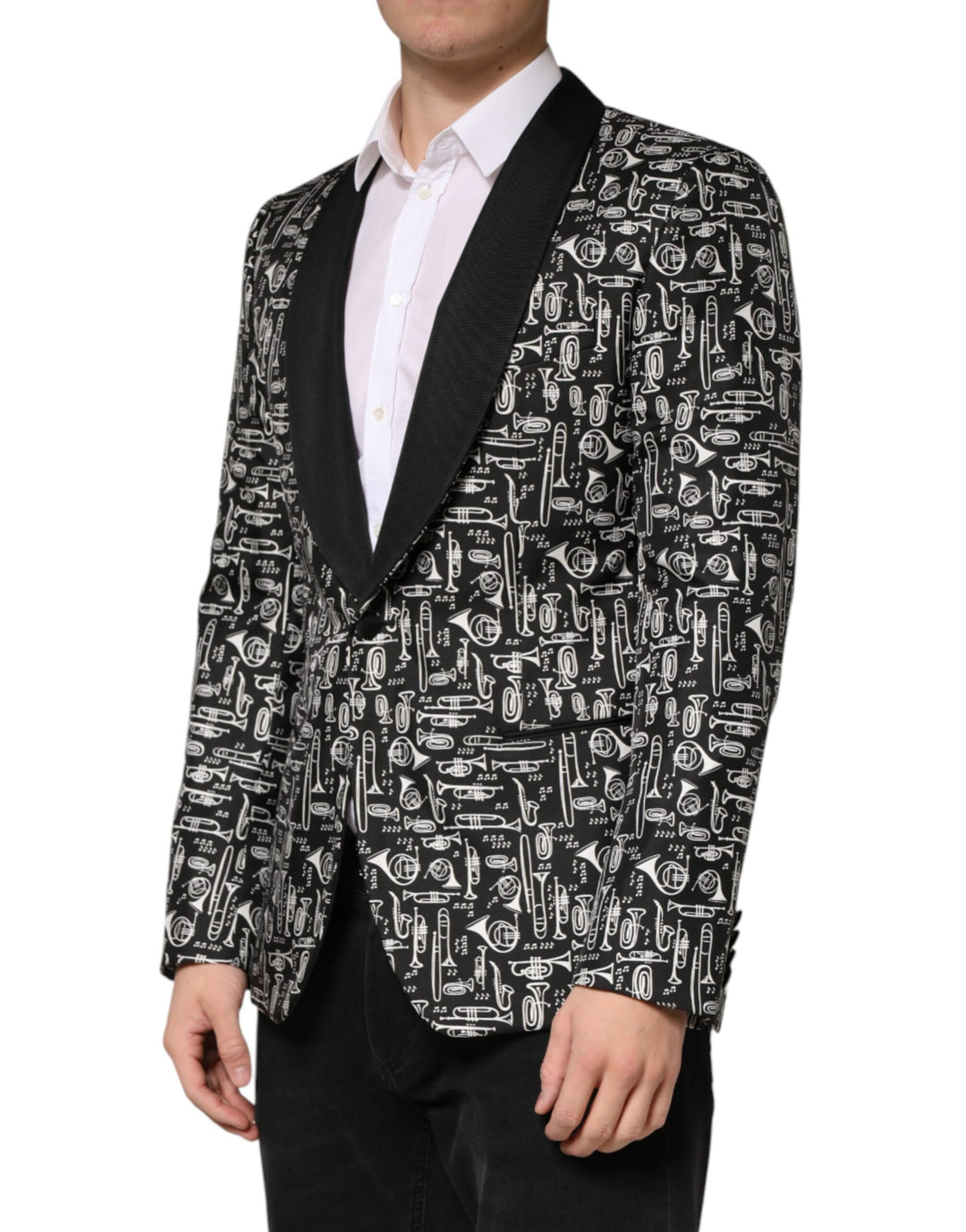 Dolce & Gabbana Black Jazz Club Silk Single Breasted Blazer