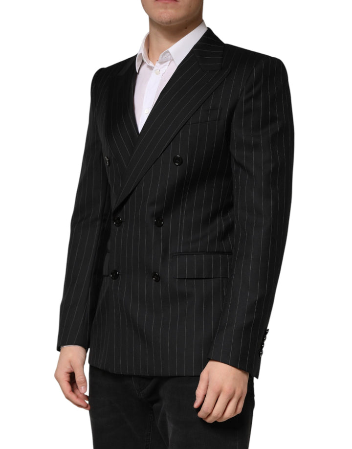 Dolce & Gabbana Black Stripes Double Breasted 2Button Blazer