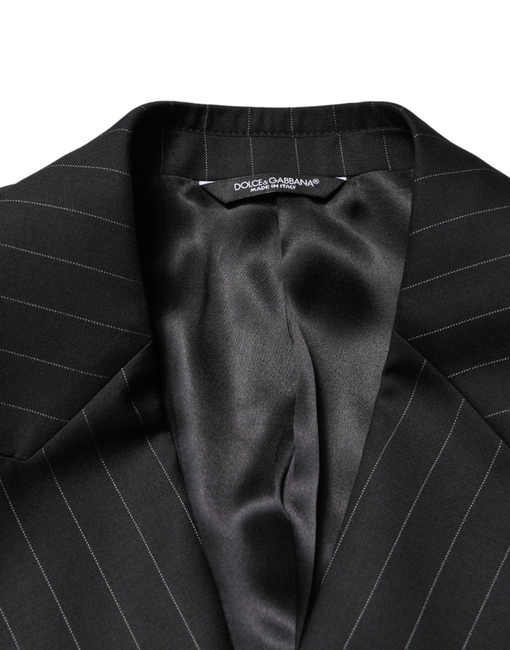 Dolce & Gabbana Black Stripes Double Breasted 2Button Blazer