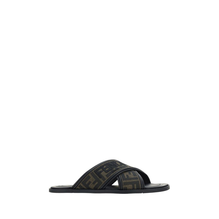 Fendi Black Rubber Flat Sandals