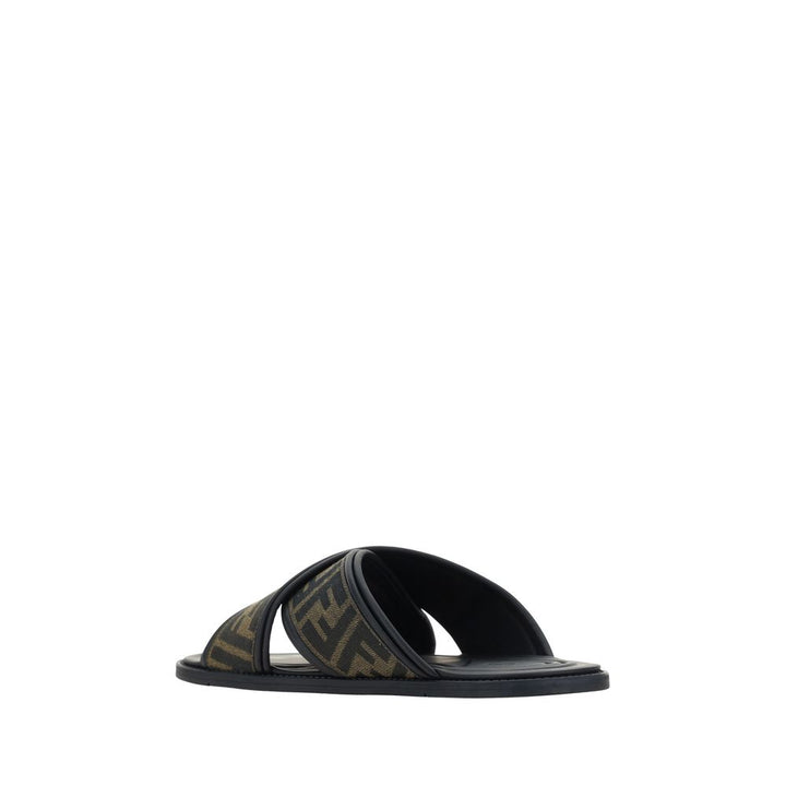 Fendi Black Rubber Flat Sandals