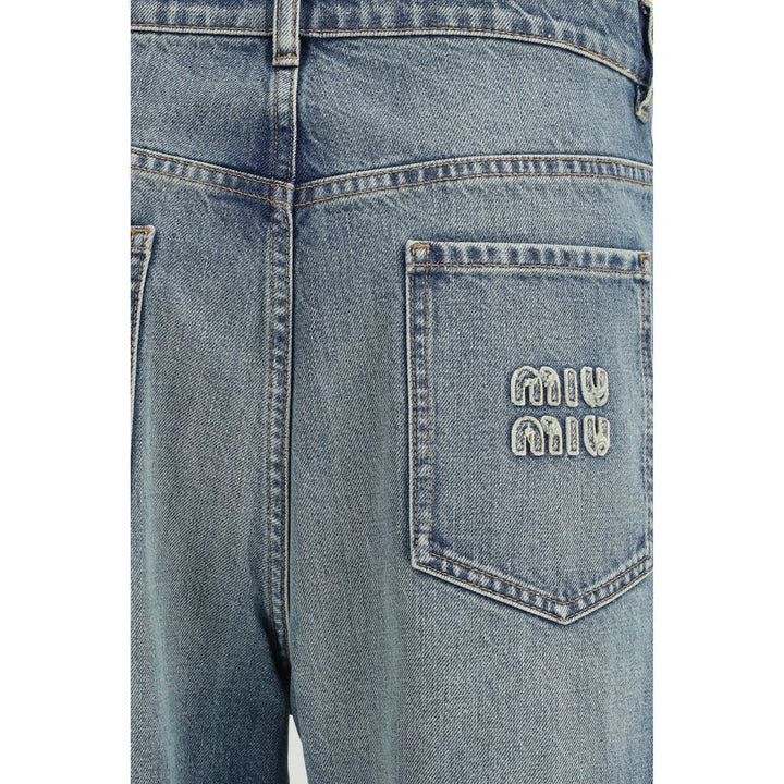 Miu Miu Blue Cotton Straight-Leg Jeans