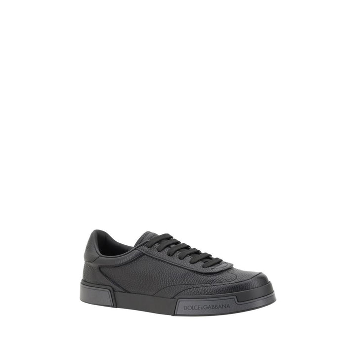 Dolce & Gabbana Black Calf Leather Bos Taurus Sneakers