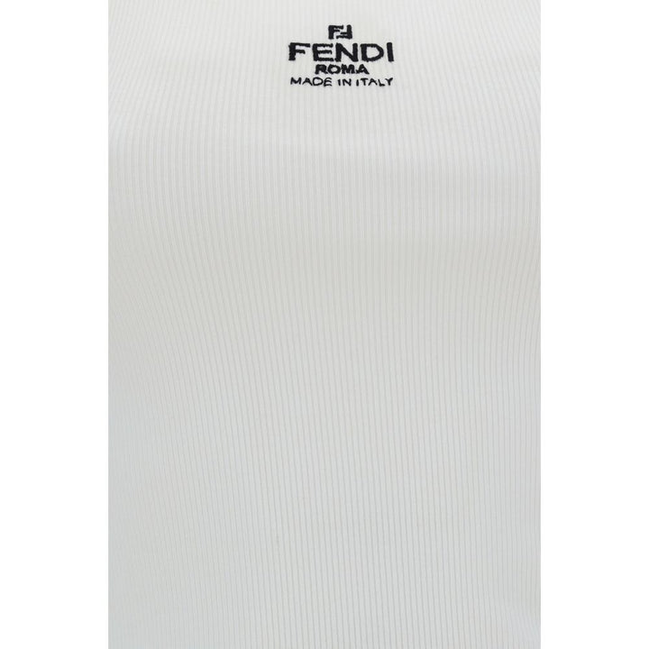 Fendi White Cotton Sleeveles T-Shirt