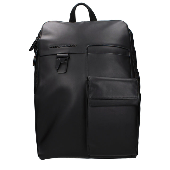 Piquadro Black Leather Backpack