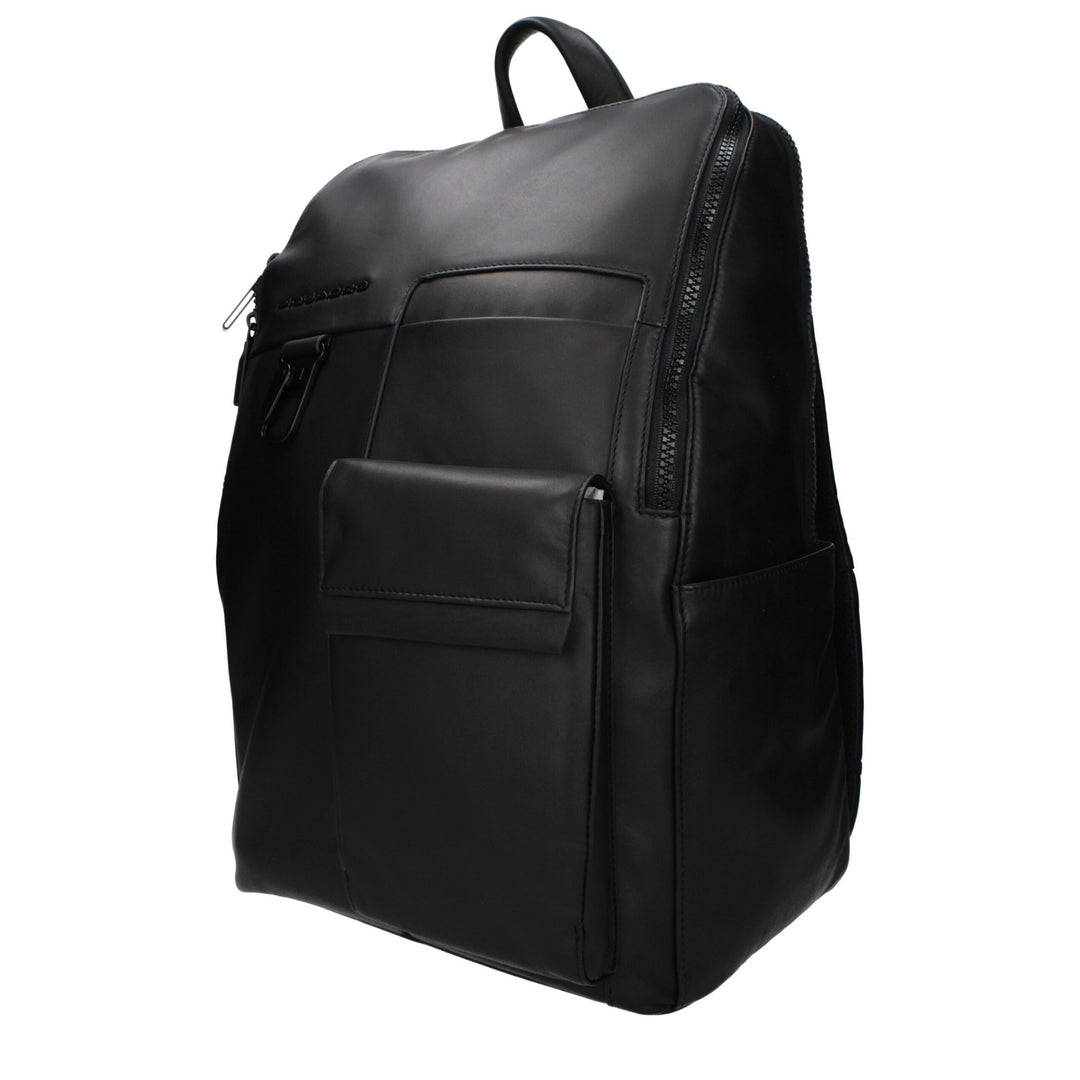Piquadro Black Leather Backpack