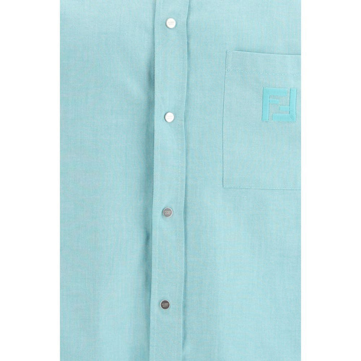 Fendi Light Blue Cotton Dress Shirt