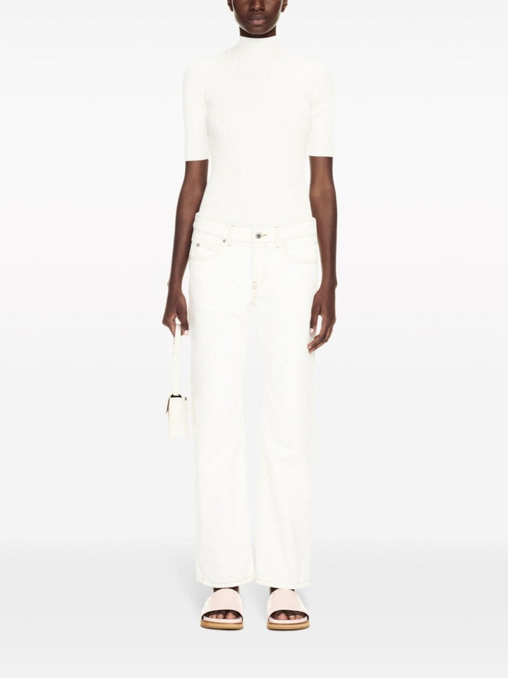 contrast-stitching straight-leg jeans-1