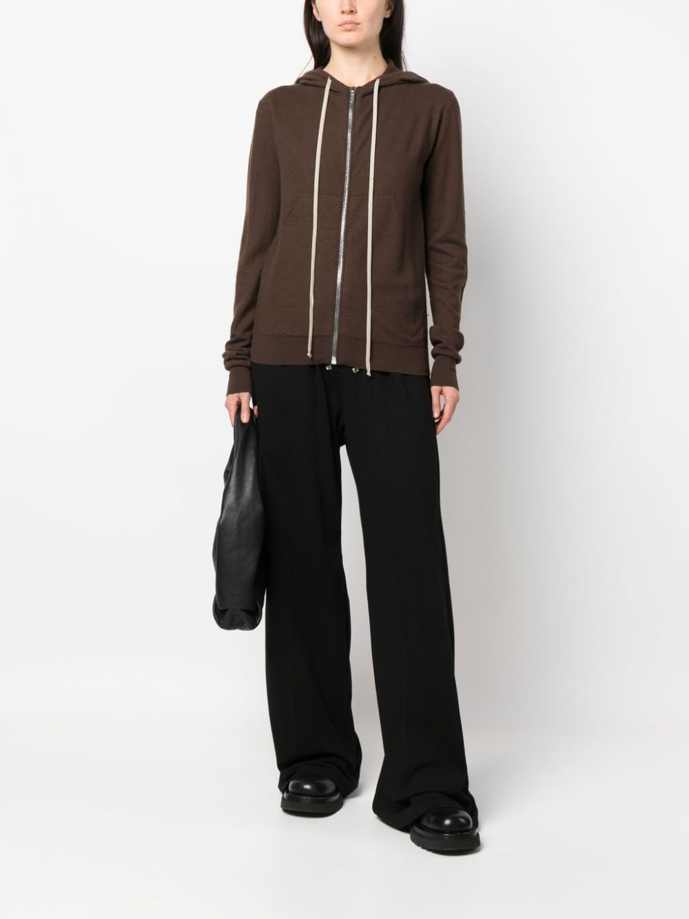 RICK OWENS zip-up cashmere hoodie-1