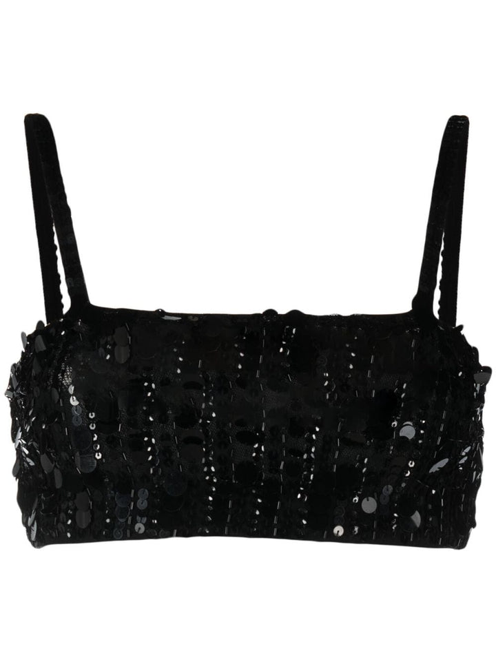PAROSH sequin-embellished crop top-0
