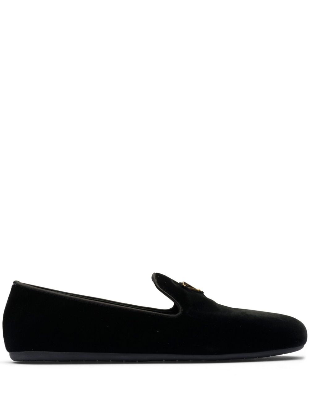 triangle-logo velvet loafers-0