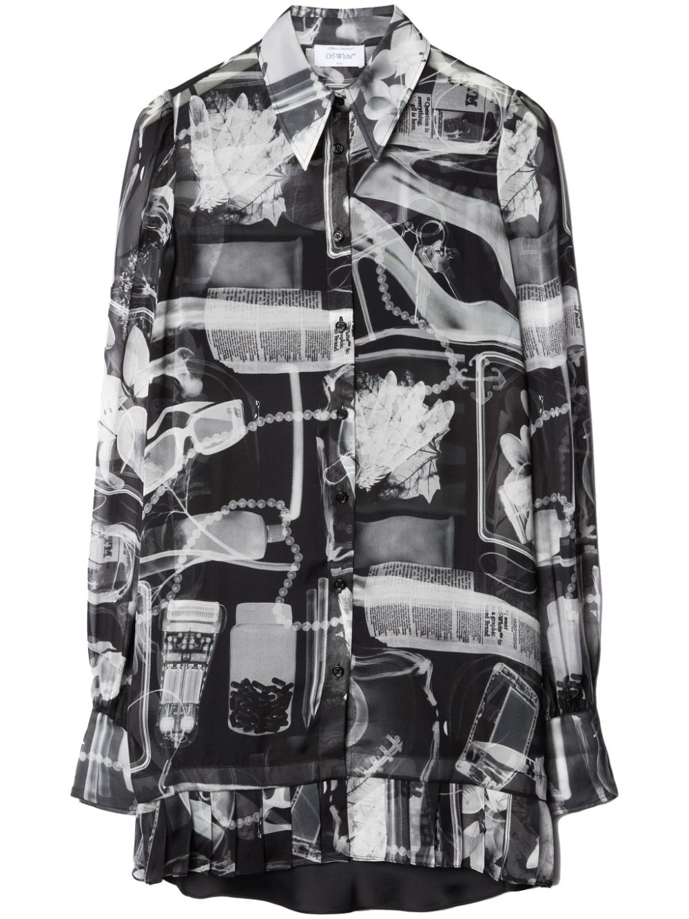 X-Ray-print silk shirt dress-0