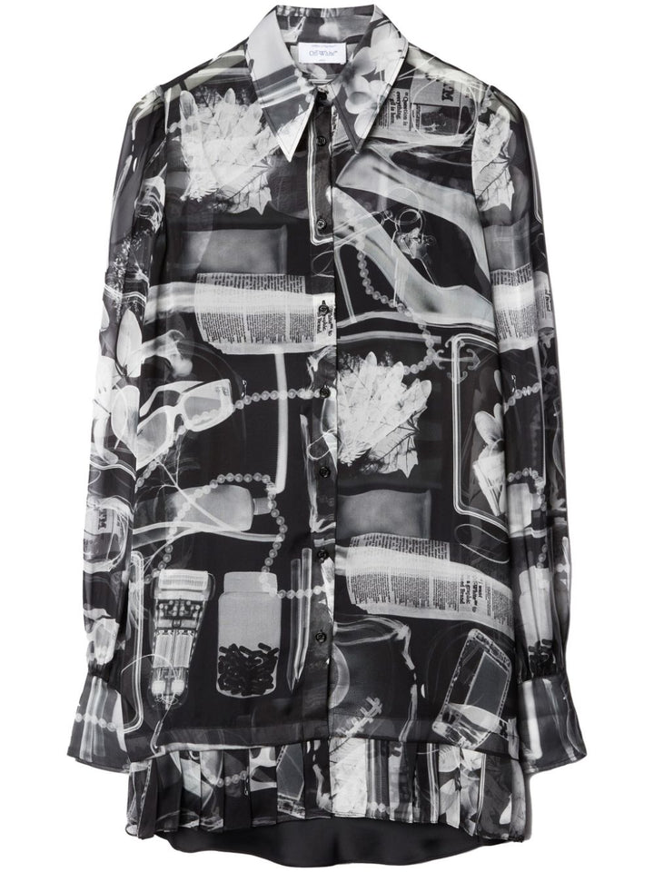 X-Ray-print silk shirt dress-0