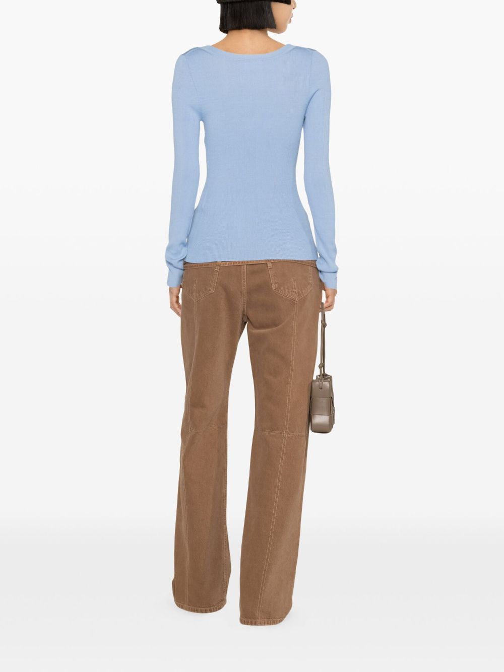 V-neck ribbed-knit top-16