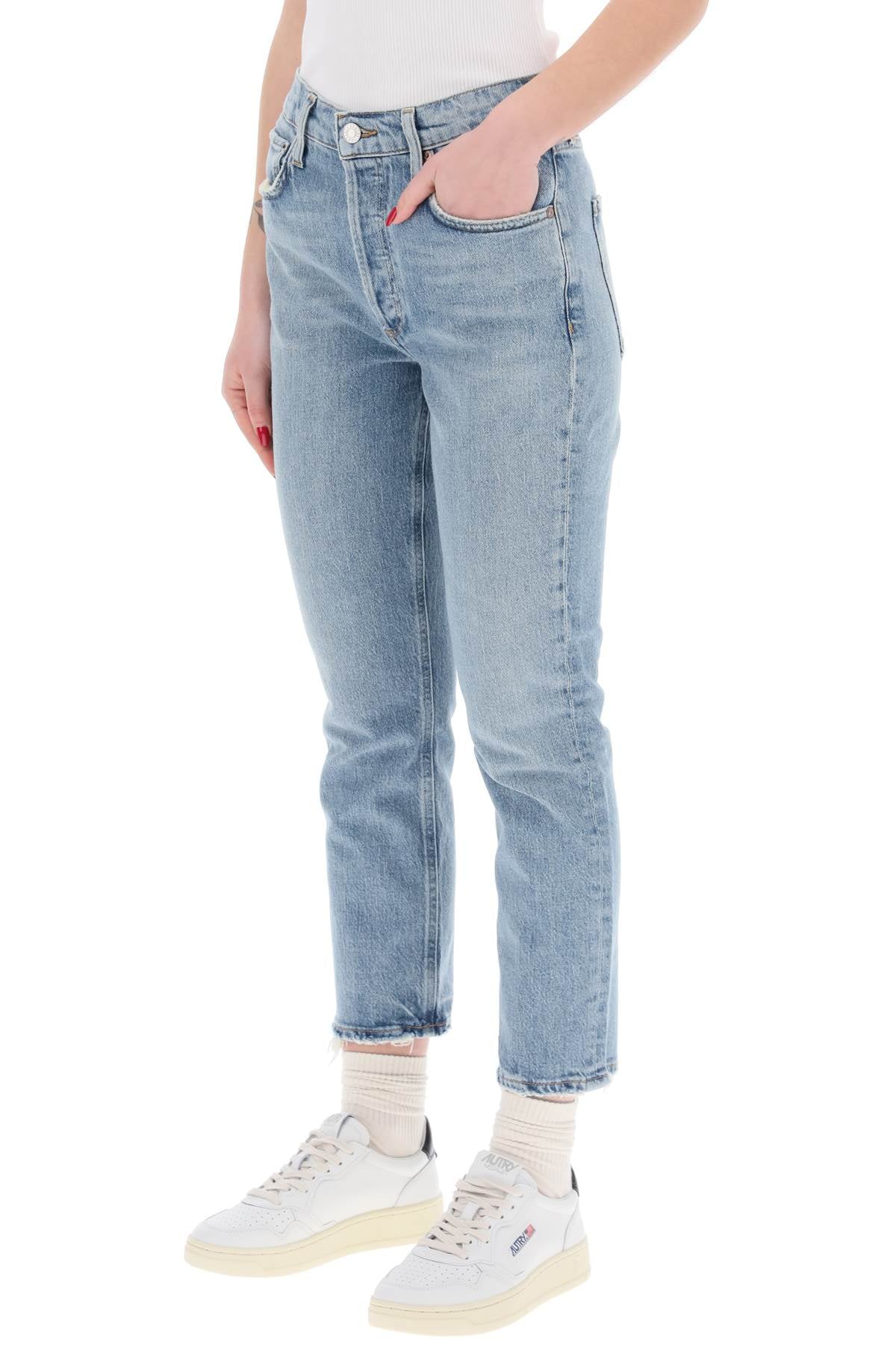 Agolde high-waisted straight cropped jeans in the-3