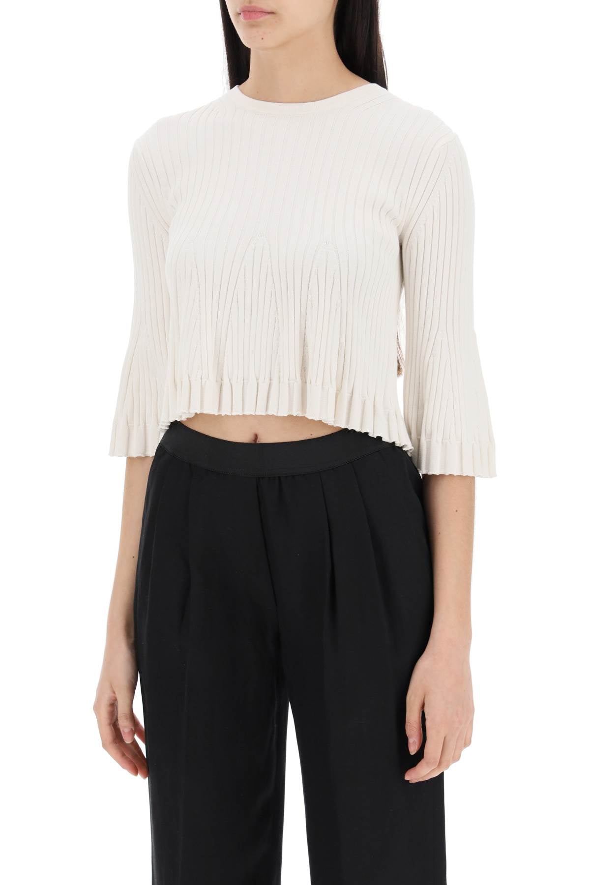 Loulou studio silk and cotton knit ammi crop top in-3