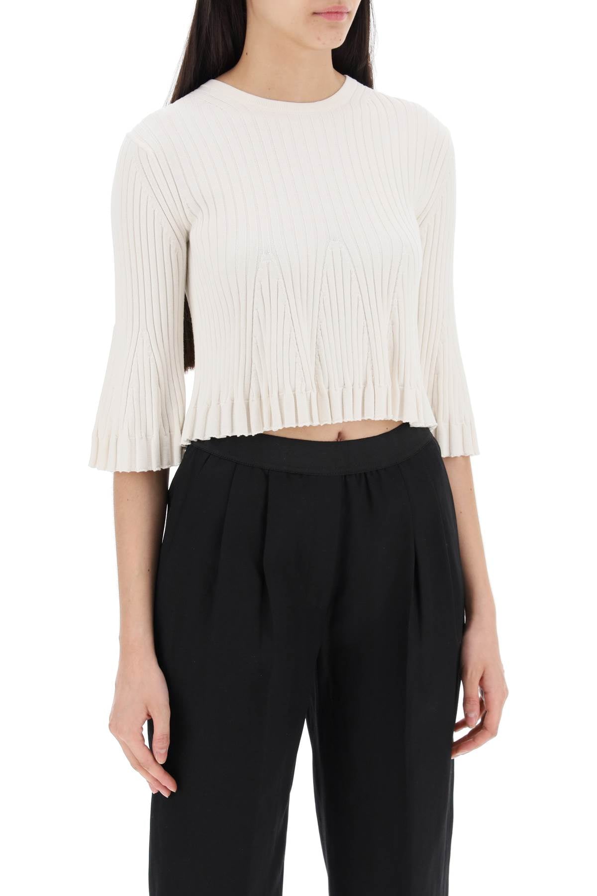 Loulou studio silk and cotton knit ammi crop top in-1